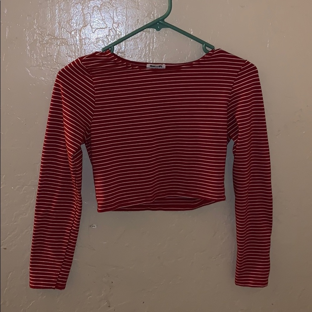 Red and white striped crop top